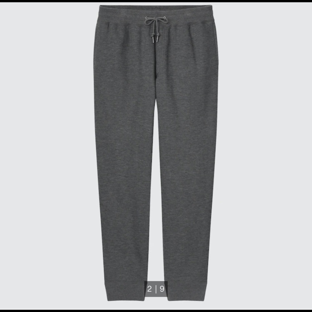 TWO PAIRS Uniqlo Sherpa Pile Lined Joggers Sweatpants Warm Large Grey